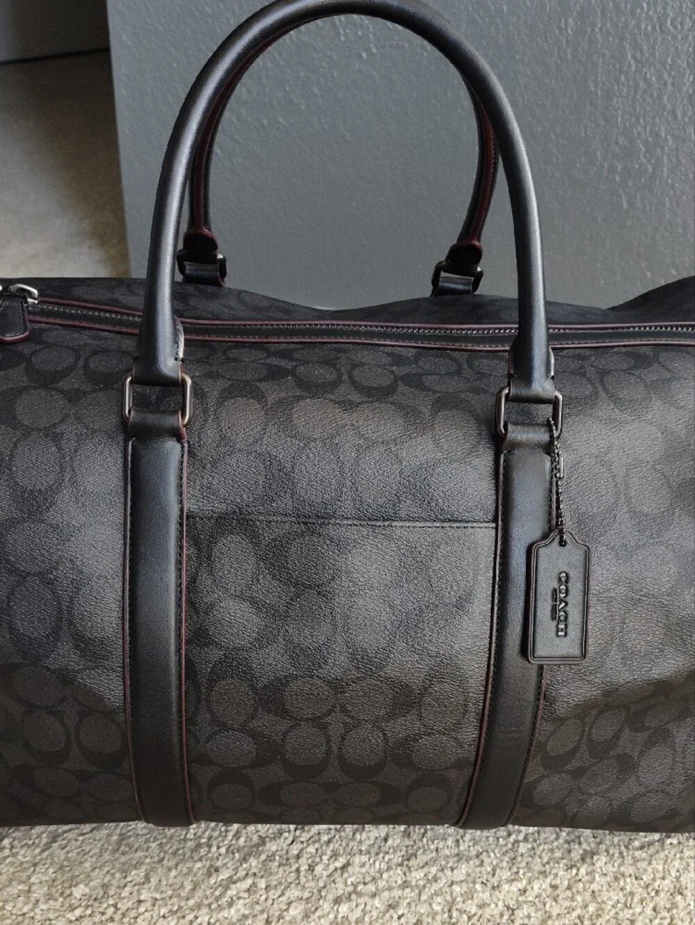 Coach Men's Signature Duffel Bag in Black/Black/Oxblood